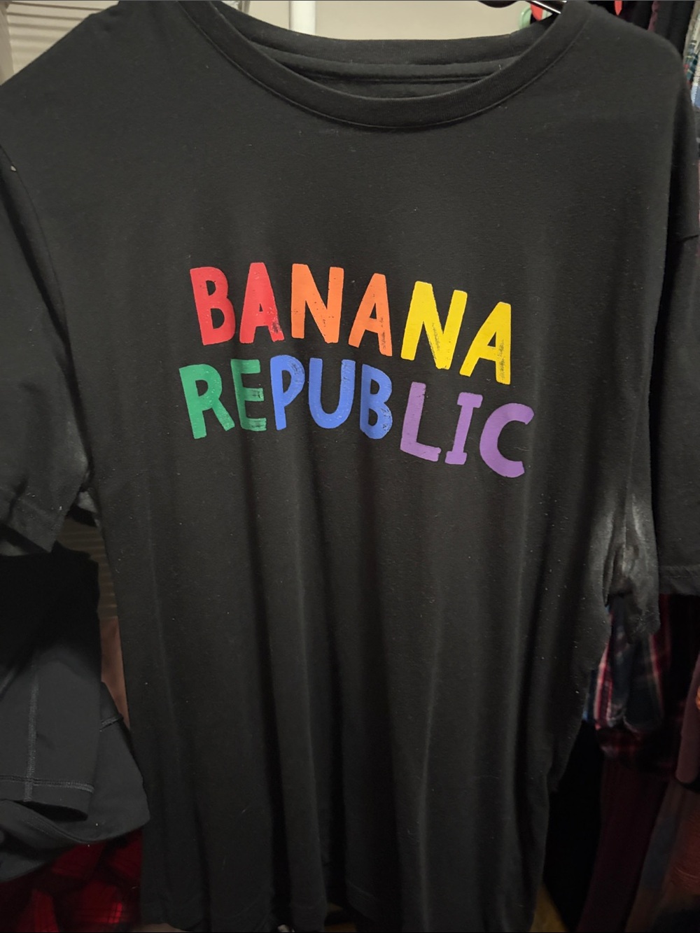 Banana Republic Kids Black Tee with Rainbow Lettering